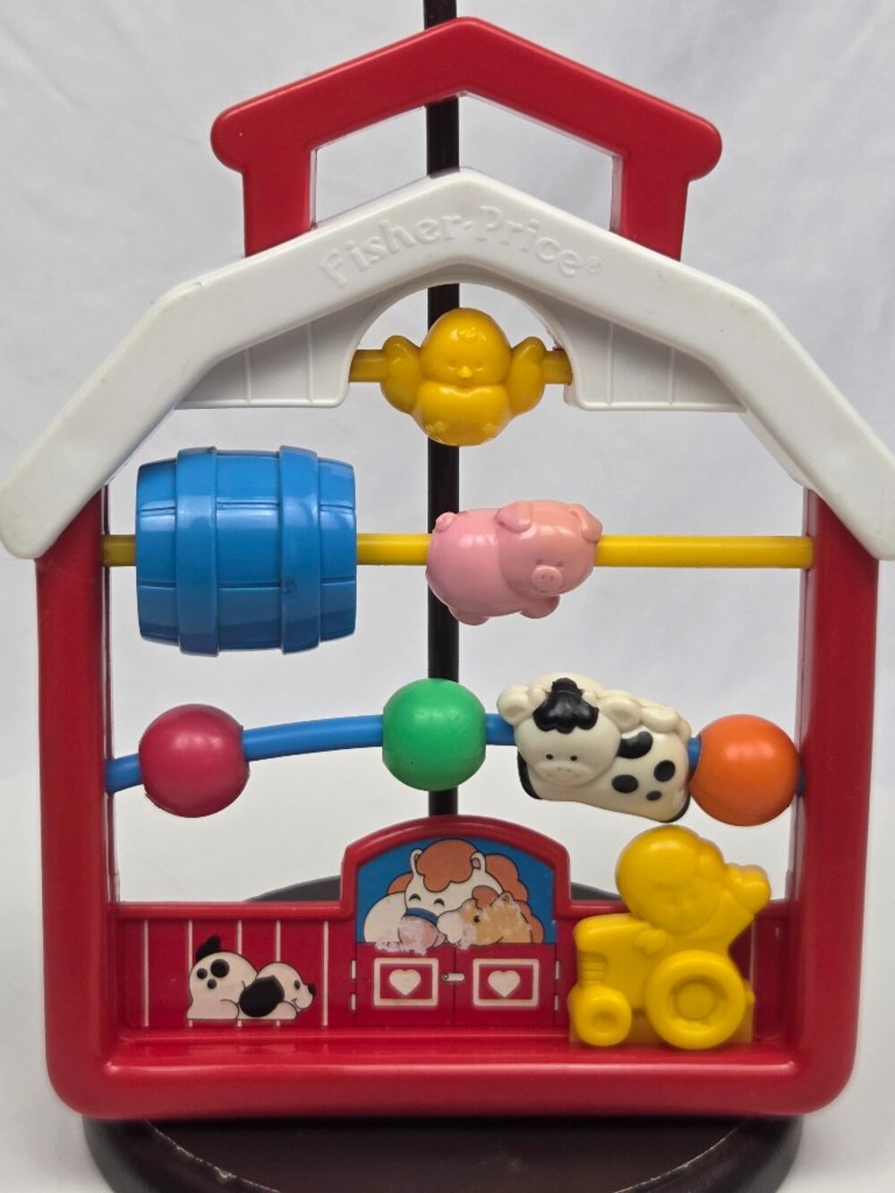 Vintage Fisher Price Red Barn Slide Farm Animals Baby Toddler 8" x 6.5" Toy 1991